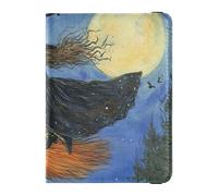 Customizable A Witch Is Flying Leather Passport Holder Cover Travel Passport Wallet With Vaccination Card Slot Passport Cover Holder Wallet Case Waterproof, A witch is flying, One Size