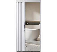 Customizable Aluminium Bathroom Folding Door - Locking Interior Door, 205cm High x 100cm Wide, Fits Various Openings, Sk White Design for Modern Spaces.