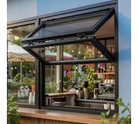 Customizable Aluminum Double Hung Window - Tempered Glass Foldable Sliding Design with Locking Handle Mobile Home Windows Black Frame 22x25in - Durable & Stylish Upgrade