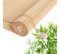 Customizable Bamboo Roller Blinds, Light Filtering Hanging Roll Up Shades, Sun Shade Dustproof Decorative Curtain, Screen Partition Blind, Easy to Install, for Indoor/Outdoor/Garden(B-Wood Color)