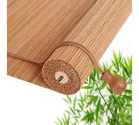Customizable Bamboo Roller Blinds, Light Filtering Hanging Roll Up Shades, Sun Shade Dustproof Decorative Curtain, Screen Partition Blind, Easy to Install, for Indoor/Outdoor/Garden(A-Carbonized Color