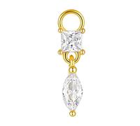 Customizable Beaded Earring Featuring Rhombus Shape in Silver for Expression Diamonds and Beads Extended Wear