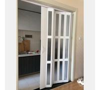 Customizable Bi-Fold PVC Folding Doors - 70/80/90 Inch Tall with Handles & Acrylic Panels for Interior & Closet Use - Perfect for Kitchen & Laundry Room (98x80in)