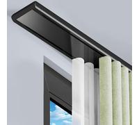 Customizable Black Aluminum Curtain Rod 60-680 cm Silent Double Track Ceiling Mount for Sliding Curtains Ideal for Sheer and Room Darkening Drapes (2.0m)