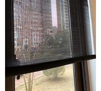 Customizable Black Bamboo Roller Shades for Patio Retro Roman Blinds Light Filtering Window Coverings Privacy Curtains for Porch Pergola Balcony Gazebo