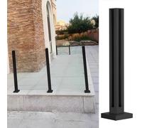 Customizable Black Glass Baluster Railing Post for Outdoor Patio -Glass Fence with Base & Screws Perfect for Modern Decks & Gardens