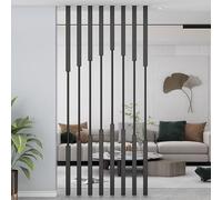 Customizable Black Room Divider (1ft 10ft) Modern Hollow Metal Partition for Privacy Stylish Floor to Ceiling Decor & Entrance Solution (D 7pcs 220cm/86.61in)