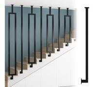 Customizable Black Side-Mounted Stair Railing with Spindles for Attic Basement Store Hotel - 227cm/89.4in Slope Stairs Safety Solution