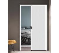 Customizable Blackout Concertina Fabric Door - Retractable Sliding Room Separator Foldable Closet Door with Handle White 190x203cm (74.8x80in)