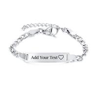 Customizable Bracelets for Women Men Link Bracelets Personalized Engraved Bracelets for Couples Brother Sisters Bracelets Family Bracelets (Silver)