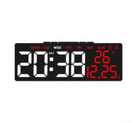 Customizable Brightness LED Alarm Clock with USB Power Supply Displays Time, Temperature, Day of the Week Easily (red)