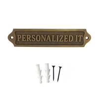Customizable Bronze Door Plaque Sign - Vintage Style 21.5 x 4.5 cm - Personalised Text Engraving | Includes Screws | The Plaque Workshop by Dollond London Ltd