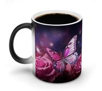 Customizable Coffee Mug Magic Cups Pink Butterfly Printed Heat Sensitive Custom Color Changing Cups Gifts for Men & Women