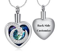 Customizable Cremation Jewelry for Ashes Crystal Heart Urn Necklace Keepsake Stainless Steel Moon Star Ash Pendant Memorial Jewelry Gift for Women Men