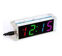 Customizable Digital Tube Clock Assembly Kit for Learning Electronics Skills with Fun Features (Red)