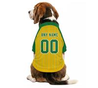 Customizable Dog Sport Jersey Shirt with Personalised Name Number Logo for Small Medium Large Dogs Pet's Stripped Print Lightweight Breathable Short Sleeve Clothes Shirt for Pub, Garden,Walkies