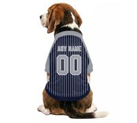 Customizable Dog Sport Jersey Shirt with Personalised Name Number Logo for Small Medium Large Dogs Pet's Stripped Print Lightweight Breathable Short Sleeve Clothes Shirt for Pub, Garden,Walkies