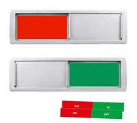 Customizable Door Sign with 12 Interchangeable Labels - Metal Vacant/Occupied Sign for Office/Bathroom, Do Not Disturb & Meeting in Progress, Silver Holder 7'' x 2''