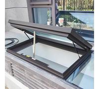 Customizable Electric Skylight with Remote & Rain Sensor - Tempered Double-Glazed Glass Roof Window for Sunrooms Basements Attics Gas Strut Lift Design