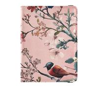 Customizable Florals Orchid Cherry Blossom Birds Pink Leather Passport Holders Travel Documents Organizer Protector Passport Cover Holder Wallet Case Ultra Slim, Florals Orchid, Cherry Blossom birds