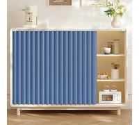 Customizable Foldable Closet Curtain with Sliding Ra for Wardrobes Bookshelves and Cabinets - Dark Blue - W180cm x H70cm
