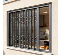 Customizable Foldable Window Securi Bars - Horizontal Sliding Guard for Home Child & Pet Safe Black Anti Theft Window Fence (23.6"x27.6")