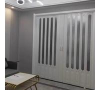 Customizable Folding Double Doors Kit with Handles & Acrylic Glass - Magnetic Accordion Sliding Room Divider for Kitchen & Bathroom (6.7x6ft/204x183cm)