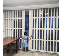 Customizable Folding Sliding Door with Lock & Handles, Acrylic Magnetic Room Divider Gate for Kitchen, Laundry, Warehouse - Size 140x225cm (55x89in)
