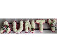 Customizable Funeral Flowers - Personalized Artificial Silk Flowers for Graves & Funerals | Lasting Remembrance with Any 5 Letters, NANNY UNCLE AUNTY MUMMY