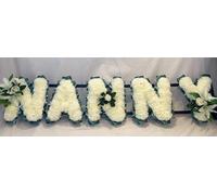 Customizable Funeral Flowers - Personalized Artificial Silk Flowers for Graves & Funerals | Lasting Remembrance with Any 5 Letters | NANNY Tribute with Lily & Rose Clusters