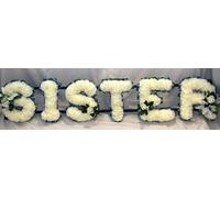 Customizable Funeral Flowers - Personalized Artificial Silk Flowers for Graves & Funerals | Lasting Remembrance with Any 6 Letters | SISTER Memorial Tribute