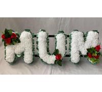 Customizable Funeral Flowers - Personalized Artificial Silk Flowers for Graves & Funerals | Lasting Remembrance with Any 3 Letters | MUM Tribute with Rose Clusters