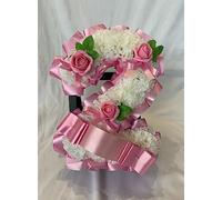 Customizable Funeral Flowers | Single Number Tribute | Personalized Artificial Silk Flowers for Funeral or Grave | Any Number or Letter