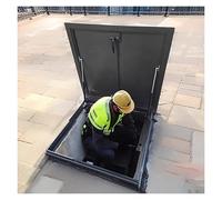 Customizable Galvanized Steel Roof Hatch Door - Large Powder-Coated Access Hatch for Rooftop & Basement with Reinforced Design Inside Handle Gas Shocks for Easy Operation.