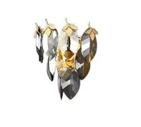 Customizable Gray Crystal Leaf LED Ceiling Chandelier for Dining Room Décor - Elegant Home Lighting Fixture (D25xH26cm Modern Design)