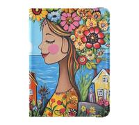 Customizable Happy Stylish Woman with Flower Leather Passport and Vaccine Card Wallet Combo Wallet Passport Holder Document Organizer Holder Accessories Lightweight, happy stylish woman with flower,