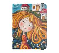 Customizable Happy Stylish Woman with Flower Leather Passport Holder Covers Case Card Holder Passport Case Document Organizer Holder Accessories Ultra Slim, happy stylish woman with flower, One Size