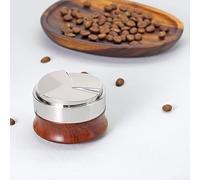 Customizable Height Coffee Distributor with Robust Build and Elegant Walnut Handle for Espresso Routines (53mm)
