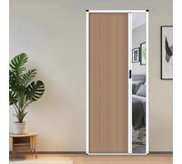 Customizable Honeycomb Folding Door 75-94in Tall Push-Pull Room Divider No Drilling Concertina Design Aluminum Frame Brown Finish 65x210cm/25.6x83in