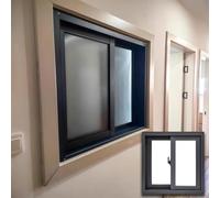 Customizable Horizontal Sliding Aluminum Window with Screen for Basement, and Kitchen Ventilation - 5mm Tempered Glass(Black,25x24in)