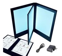 Customizable Illuminated Menu, Rechargeable Cover Holder, Backlit, with Leather, for Restaurant Bars and Fine-Dining Establishments(Page 3,A5)