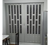 Customizable Large Bi-fold Doors, Lightweight Accordion Door with Handles & Acrylic Glass, Household PVC Folding Door for Storeroom Warehouse Kitchen Office(50x75in(127x190cm))