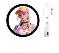 Customizable LED Badge with APP Control - HD Touch Screen for Photos & GIFS, 4-Hour Battery, Clip-On Fashion Accessory for Idol Fans (White)