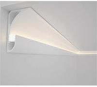 Customizable LED Strip Light Channels & DiffusersBlack & White Crown Molding for Cabinets Bathroom Ceiling Wall9ft Plasterline Wall Washer Decor (White 2.4")