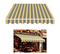 Customizable Manual Retractable Outdoor Patio Awning Replacement Fabric 280g/m² Polyester Garden Sun Shelter Canopy Size 4x3m/13x10ft Stripes Design