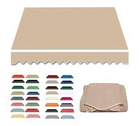 Customizable Manual Retractable Patio Awning Replacement Fabric - 300g/m² UV Protective Water-Resistant Polyester Canopy Cover, Size 8.2x6.5ft, Sand Color