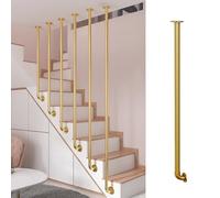 Customizable Metal Stair Railing & Balusters Easy Install for Flat & Inclined Stairs 35cm/13.8in - Stylish Gold Finish - Perfect for Home Decor