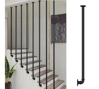 Customizable Metal Stair Railing, Side-Mounted Balusters for Straight & Angled Stairs, Easy to Install, 180cm (70.9in), Stylish Black Design