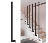 Customizable Modern Metal LShaped Stair Railings with Flat Bracket Base & Screw KitIndoor Balustrades for Home Studio Decor Prevent Falls (Black H140cm/4.6ft)