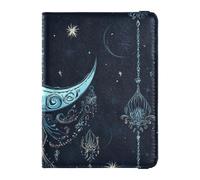 Customizable Moon Boho Retro Unearthly Leather Passport and Vaccine Card Wallet Combo Passport Case Passport Cover Holder Wallet Case Waterproof, moon boho retro unearthly, One Size